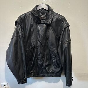 Vintage Adler Leather Black Full Zip Motorcycle Bomber Jacket Pre-Owned - L